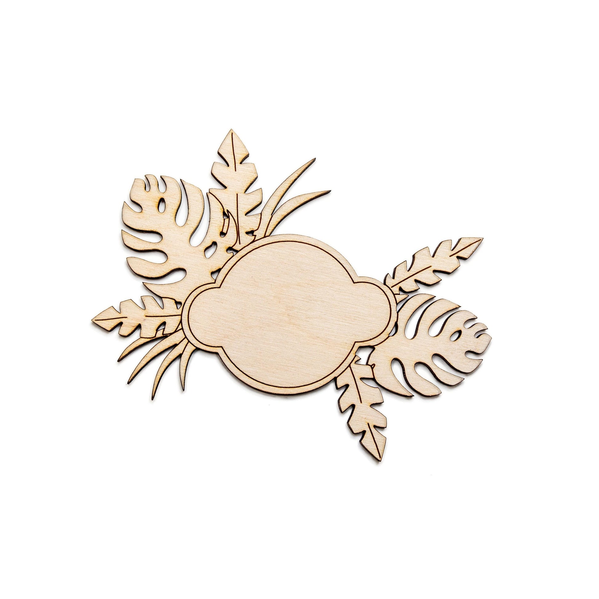 Tropical Leaves Sign Wood Cutout - Laser Cut Unfinished Craft Shape - Multiple Sizes