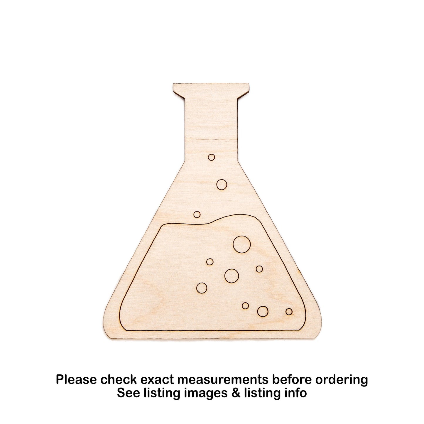 Conical Flask Chemistry Bottle Detailed Wood Cutout - Laser Cut Unfinished Craft Shape - Multiple Sizes