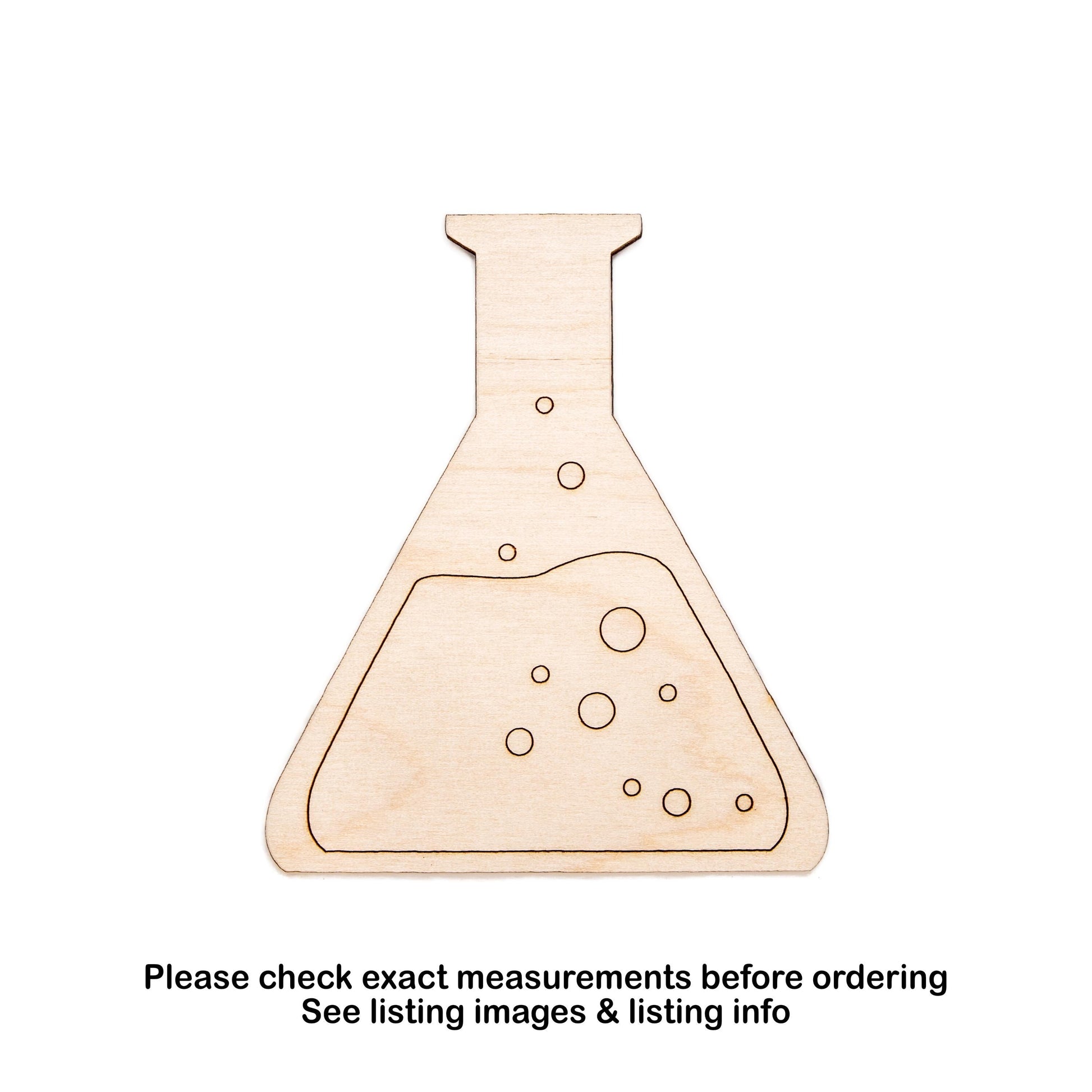 Conical Flask Chemistry Bottle Detailed Wood Cutout - Laser Cut Unfinished Craft Shape - Multiple Sizes