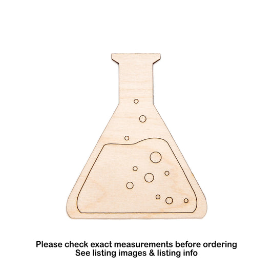 Conical Flask Chemistry Bottle Detailed Wood Cutout - Laser Cut Unfinished Craft Shape - Multiple Sizes