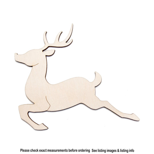 Flying Reindeer Blank Wood Cutout - Laser Cut Unfinished Craft Shape - Multiple Sizes