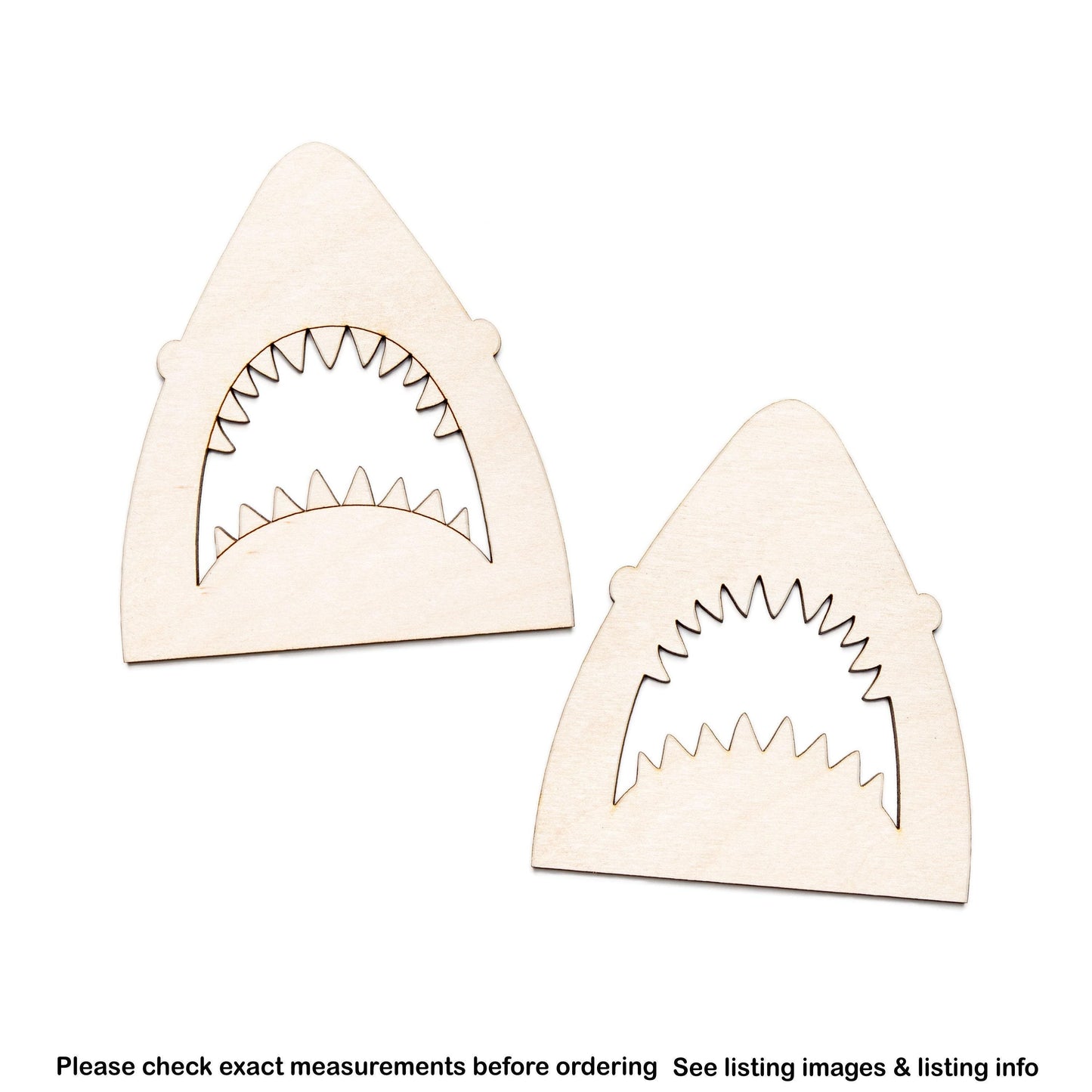 Shark Mouth Wood Cutout - Laser Cut Unfinished Craft Shape - Multiple Sizes
