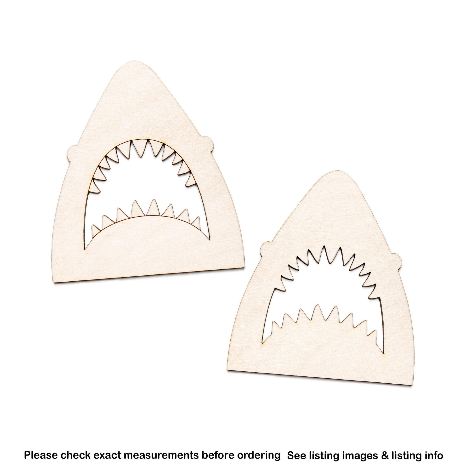 Shark Mouth Wood Cutout - Laser Cut Unfinished Craft Shape - Multiple Sizes