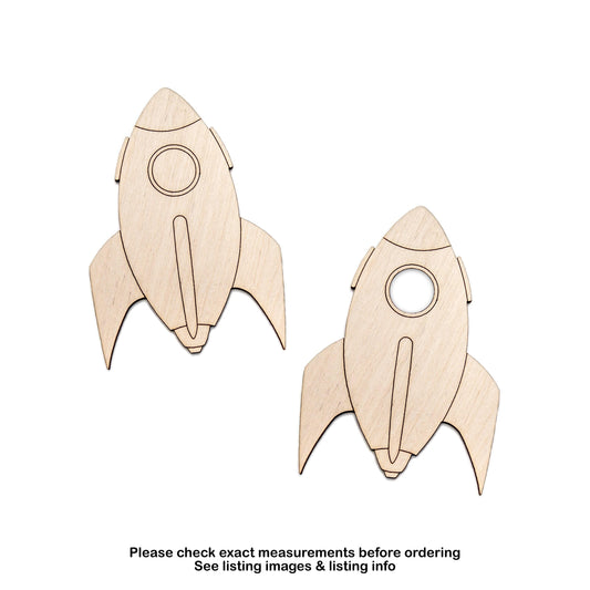 Rocket Ship Detailed Wood Cutout - Laser Cut Unfinished Craft Shape - Multiple Sizes