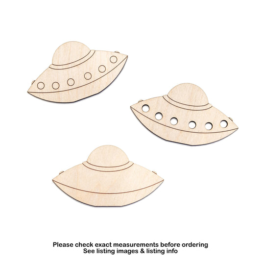 UFOs Detailed Wood Cutout - Laser Cut Unfinished Craft Shape - Multiple Sizes