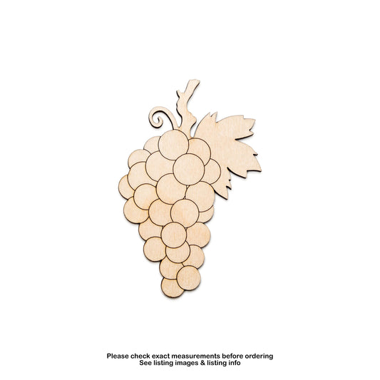 Grapes Detailed Wood Cutout - Laser Cut Unfinished Craft Shape - Multiple Sizes