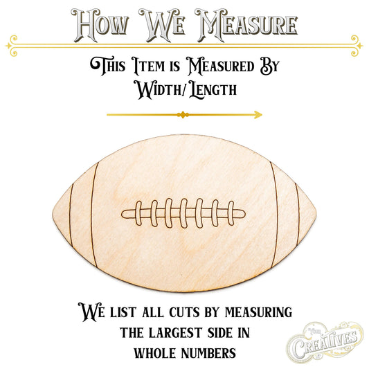 Football Wood Cutout - Laser Cut Unfinished Craft Shape - Multiple Sizes