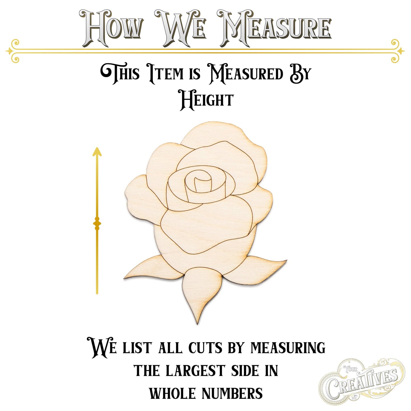 Rose Wood Cutout - Laser Cut Unfinished Craft Shape - Multiple Sizes