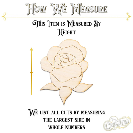 Rose Wood Cutout - Laser Cut Unfinished Craft Shape - Multiple Sizes
