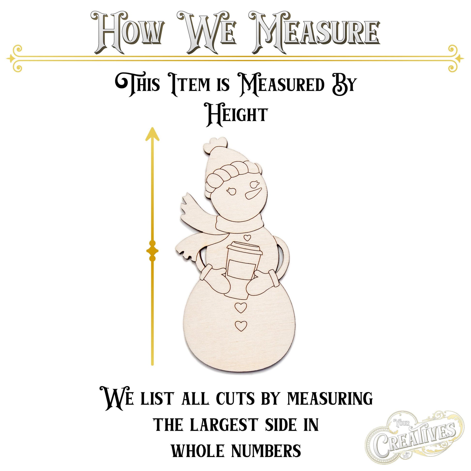 Snow Lady Or Snowman Wood Cutout - Laser Cut Unfinished Craft Shape - Multiple Sizes