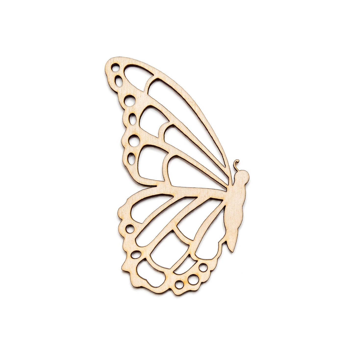 Butterfly Side Profile Detailed Wood Cutout - Laser Cut Unfinished Craft Shape - Multiple Sizes