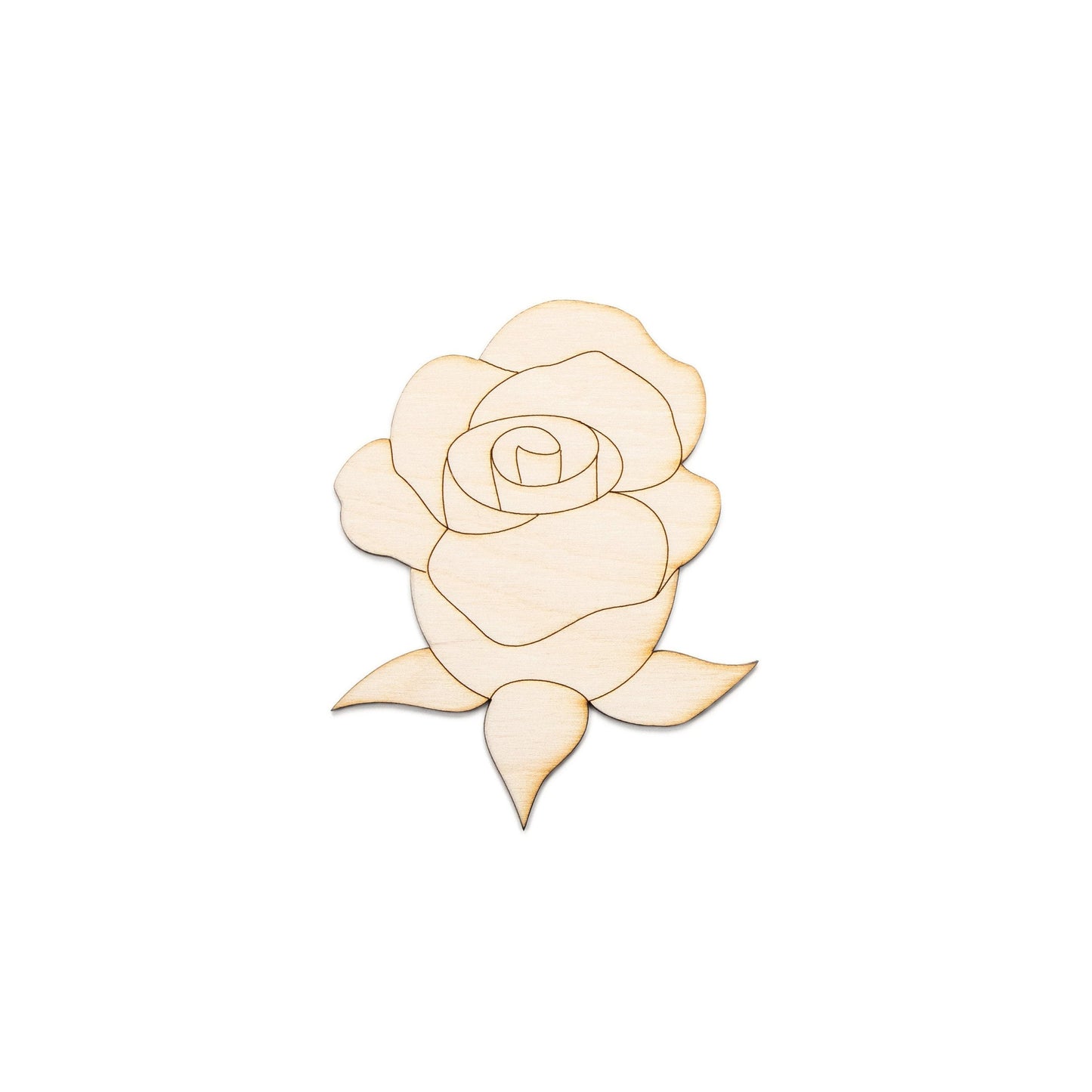 Rose Wood Cutout - Laser Cut Unfinished Craft Shape - Multiple Sizes