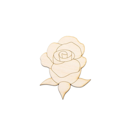 Rose Wood Cutout - Laser Cut Unfinished Craft Shape - Multiple Sizes