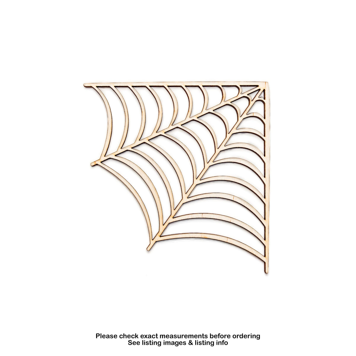 Spider Web Corner Detailed Wood Cutout - Laser Cut Unfinished Craft Shape - Multiple Sizes