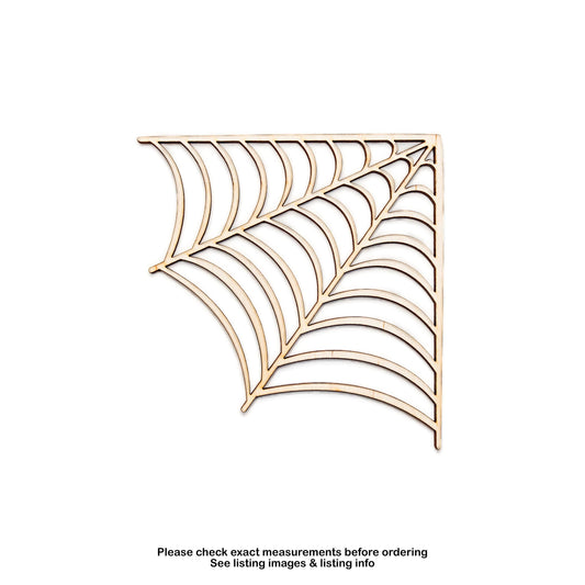 Spider Web Corner Detailed Wood Cutout - Laser Cut Unfinished Craft Shape - Multiple Sizes