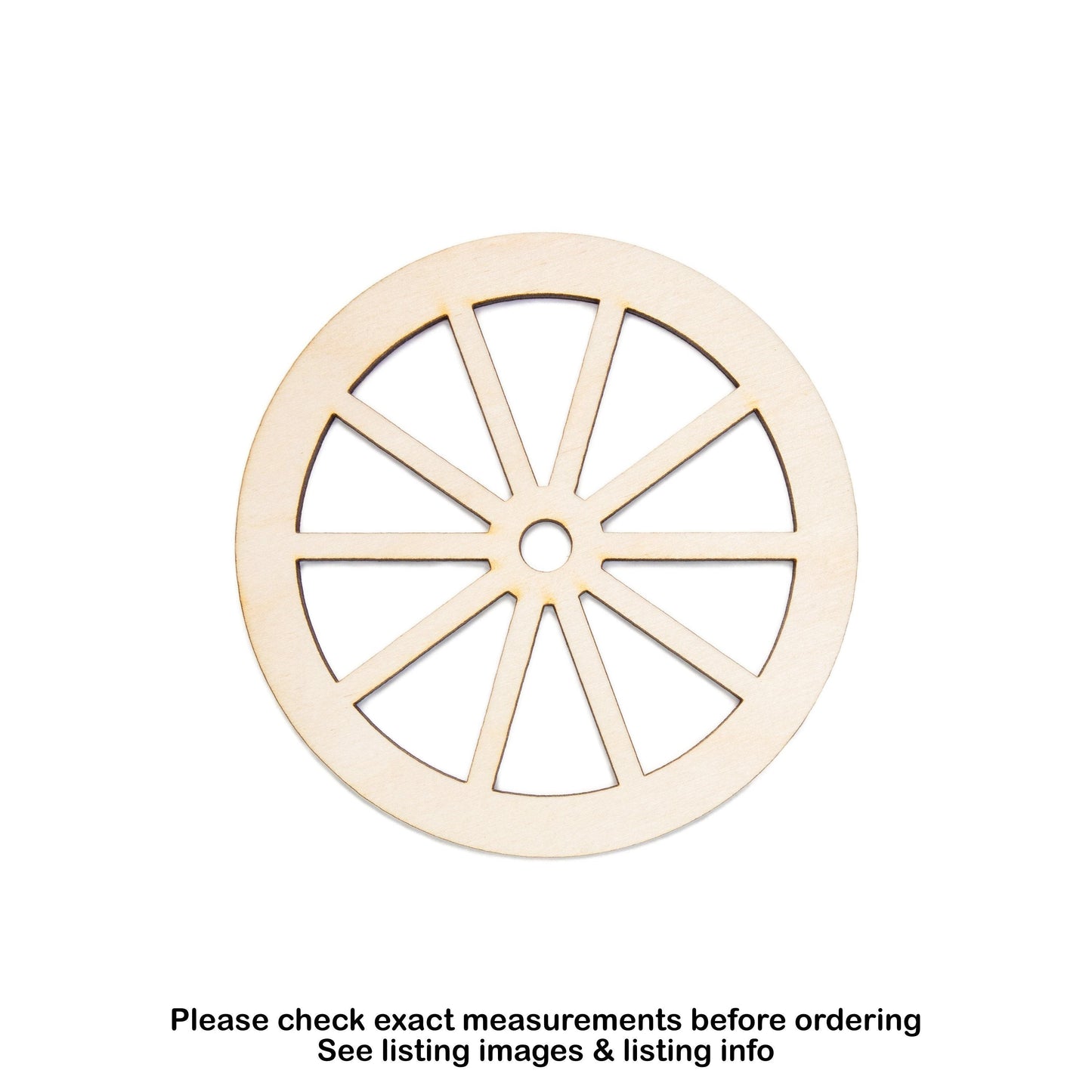 Wheel Wood Cutout - Laser Cut Unfinished Craft Shape - Multiple Sizes