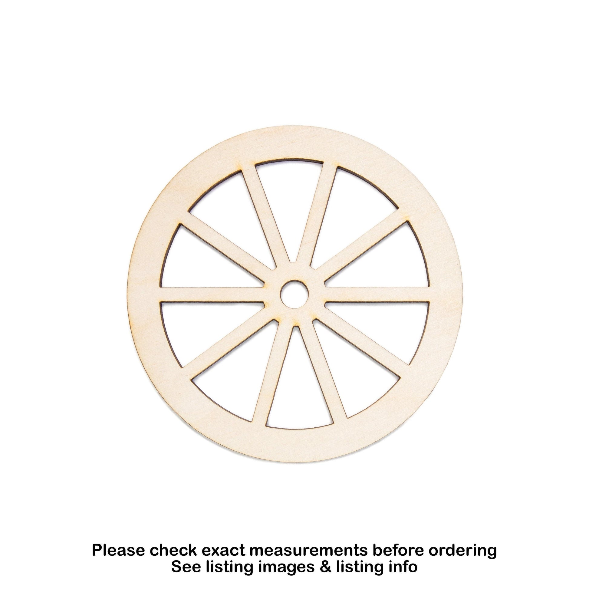 Wheel Wood Cutout - Laser Cut Unfinished Craft Shape - Multiple Sizes