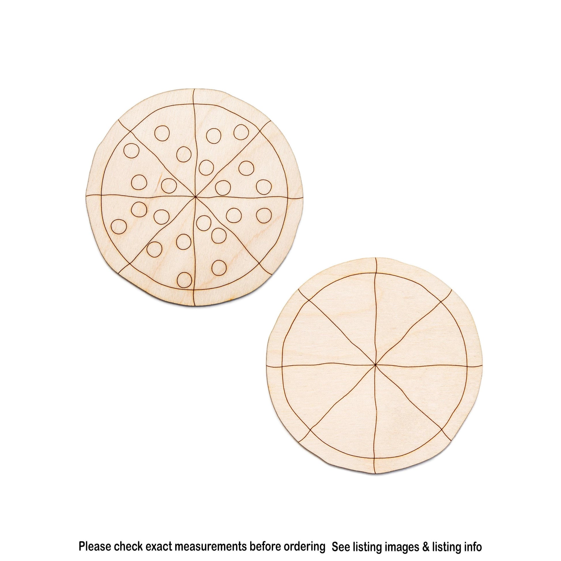 Pizza Whole Detailed Wood Cutout - Laser Cut Unfinished Craft Shape - Multiple Sizes