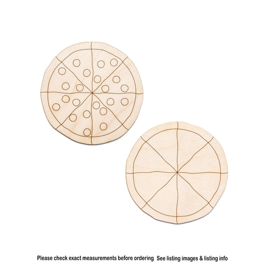 Pizza Whole Detailed Wood Cutout - Laser Cut Unfinished Craft Shape - Multiple Sizes