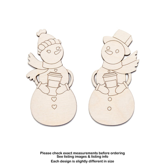 Snow Lady Or Snowman Wood Cutout - Laser Cut Unfinished Craft Shape - Multiple Sizes