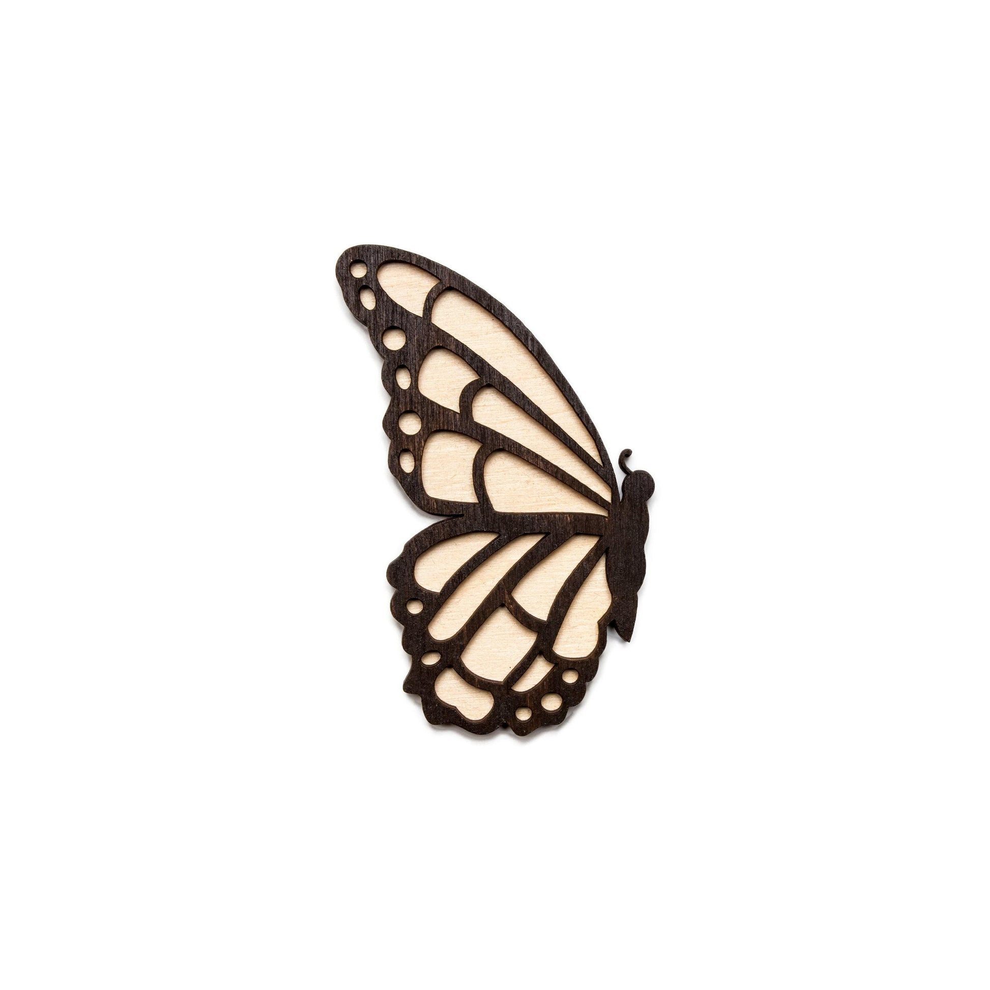 Butterfly Side Profile Stained Layered Wood Cutout - Laser Cut Unfinished Craft Shape - Multiple Sizes