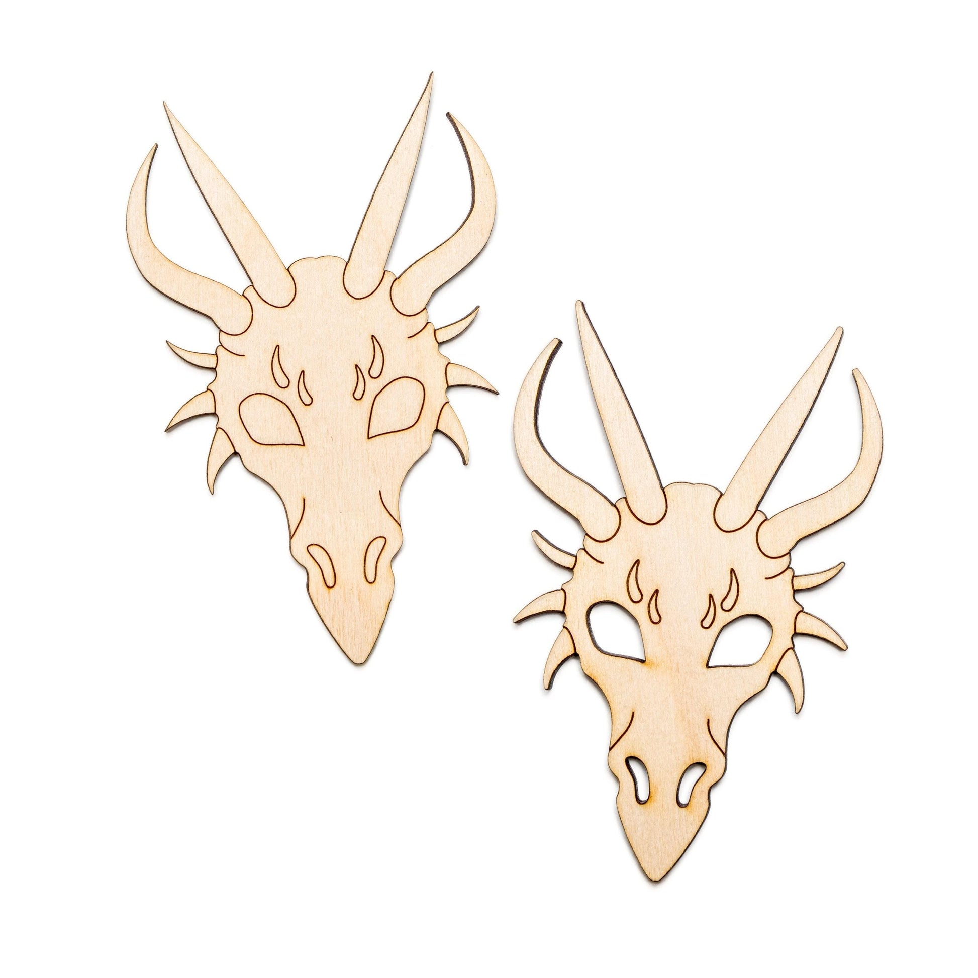 Dragon Skull Wood Cutout - Laser Cut Unfinished Craft Shape - Multiple Sizes