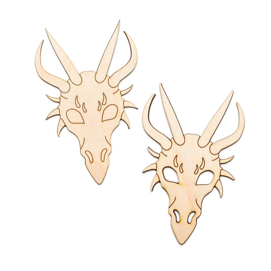 Dragon Skull Wood Cutout - Laser Cut Unfinished Craft Shape - Multiple Sizes