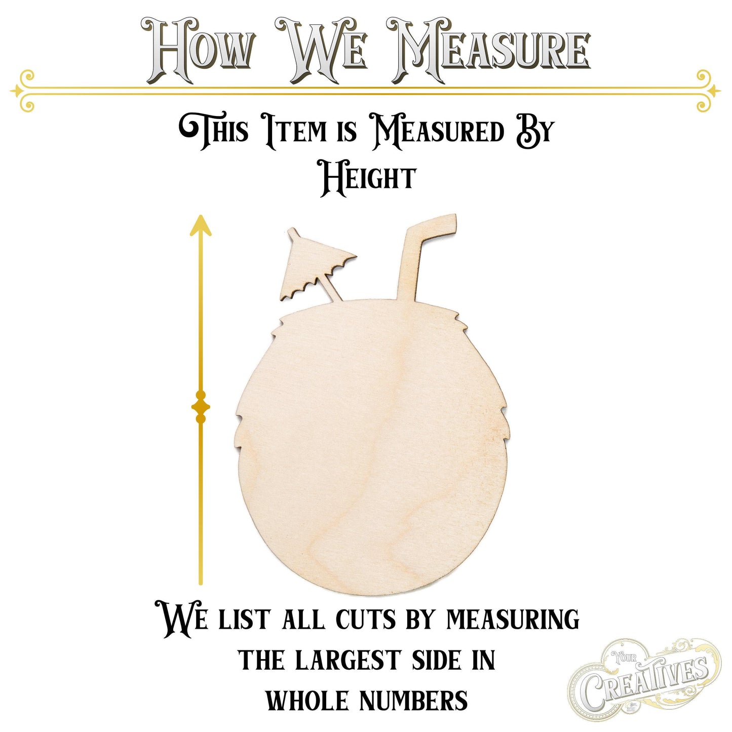 Coconut Drink Tropical Party Decor Blank Wood Cutout - Laser Cut Unfinished Craft Shape - Multiple Sizes