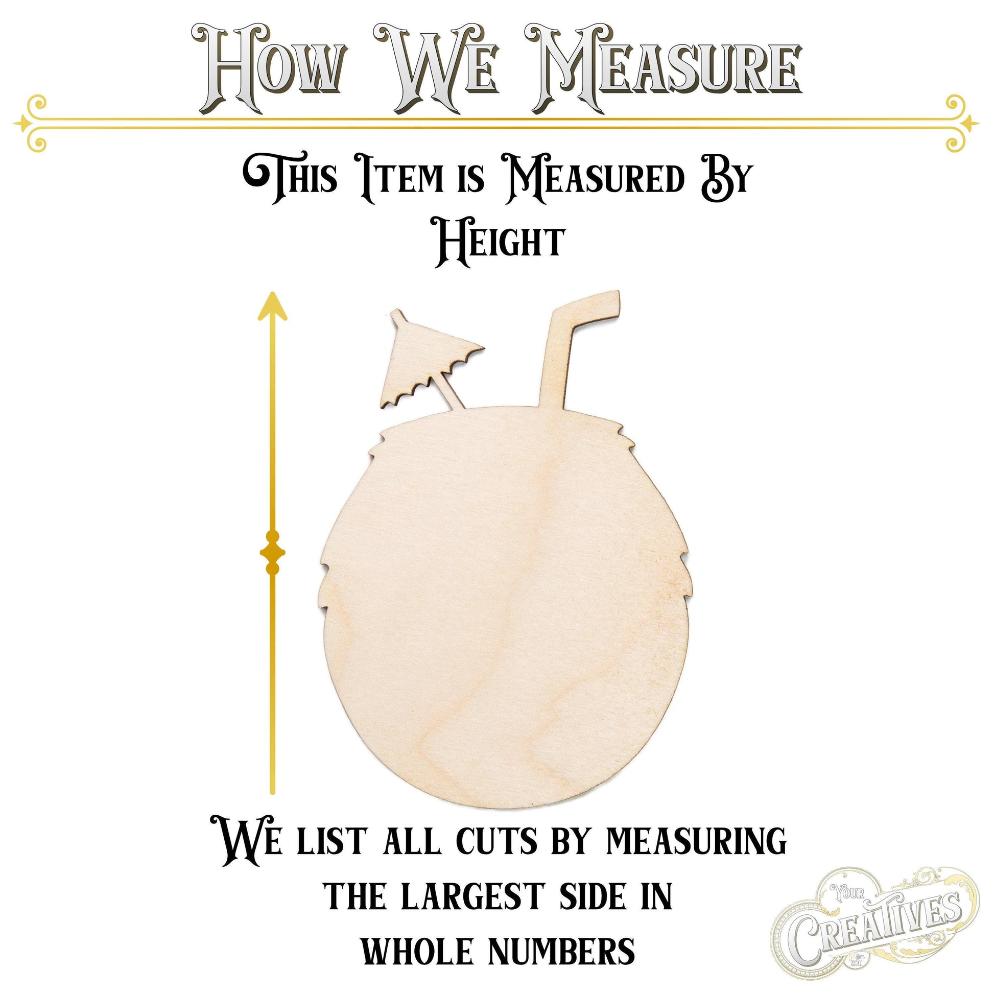 Coconut Drink Tropical Party Decor Blank Wood Cutout - Laser Cut Unfinished Craft Shape - Multiple Sizes