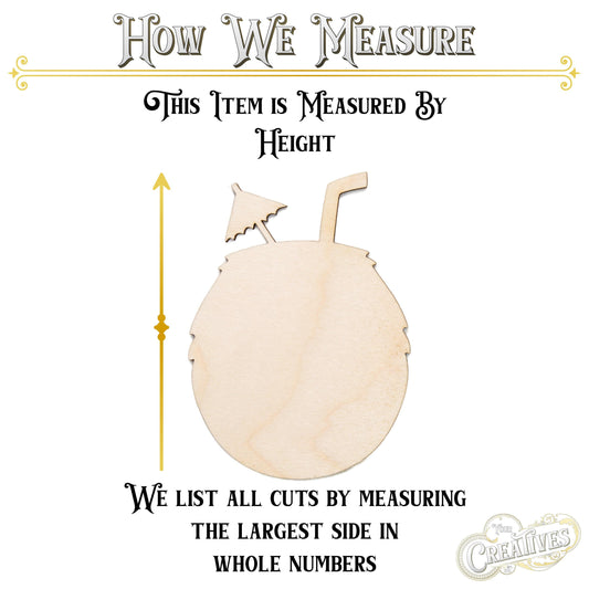 Coconut Drink Tropical Party Decor Blank Wood Cutout - Laser Cut Unfinished Craft Shape - Multiple Sizes