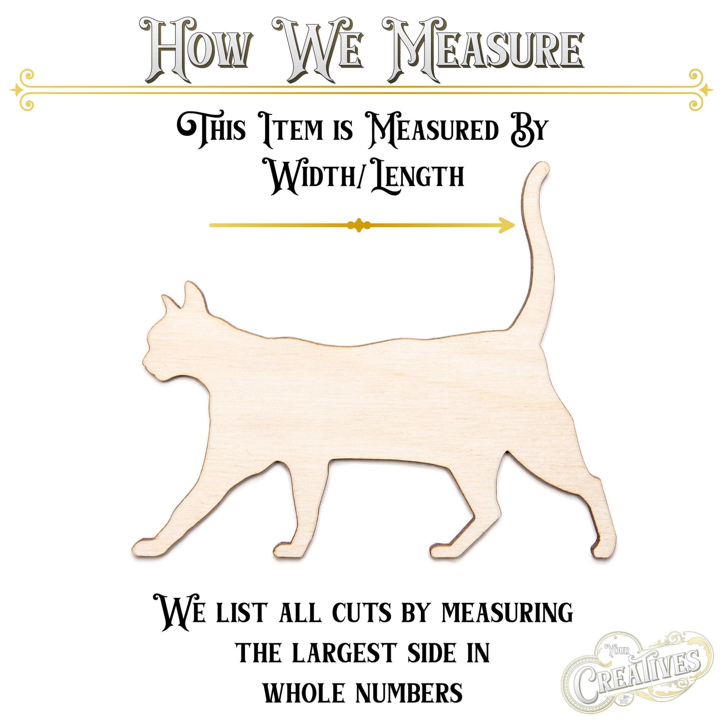 Cat Walking Blank Wood Cutout - Laser Cut Unfinished Craft Shape - Multiple Sizes