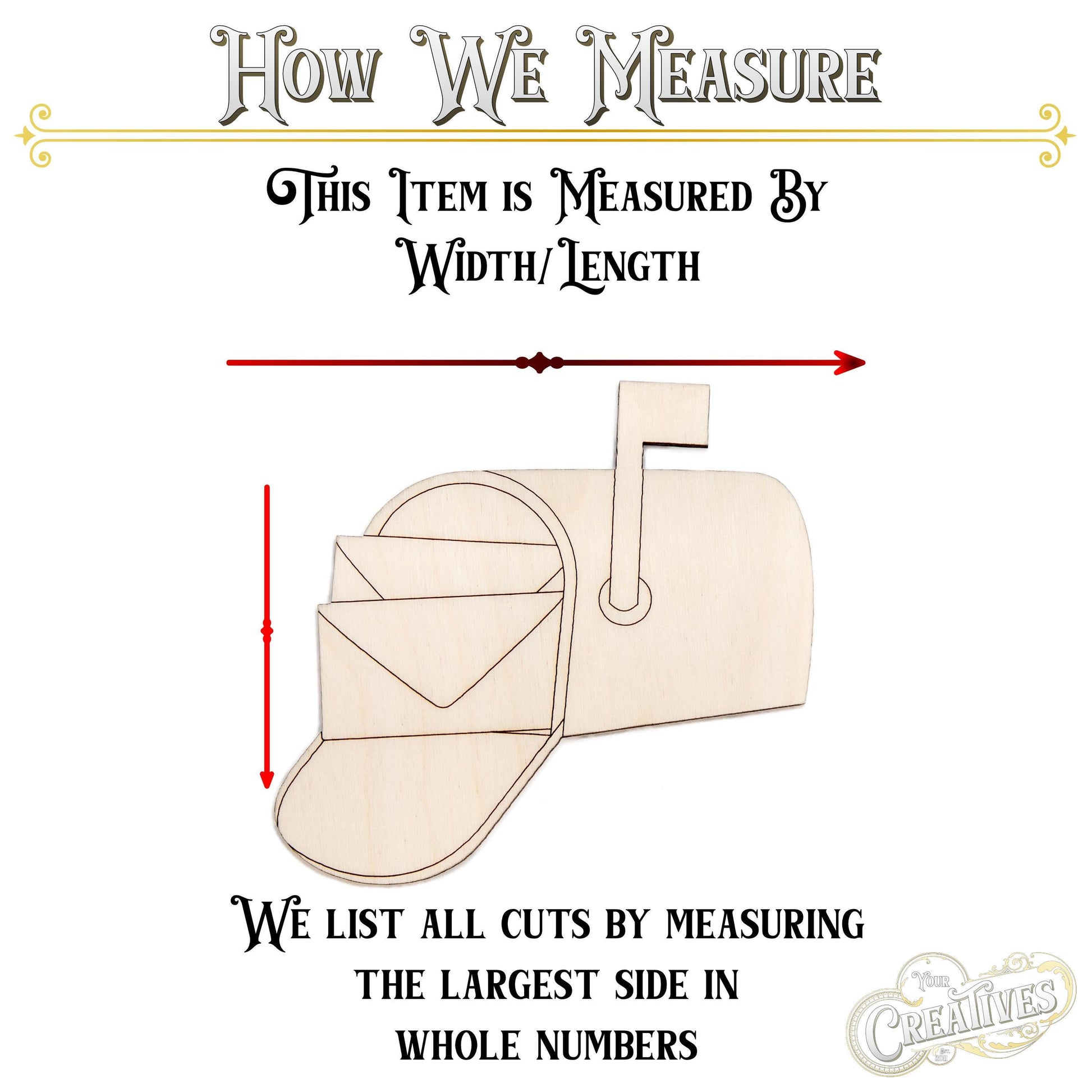 Mailbox Open Wood Cutout - Laser Cut Unfinished Craft Shape - Multiple Sizes