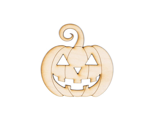 Classic Jack O' Lantern Wood Cutout - Laser Cut Unfinished Craft Shape - Multiple Sizes