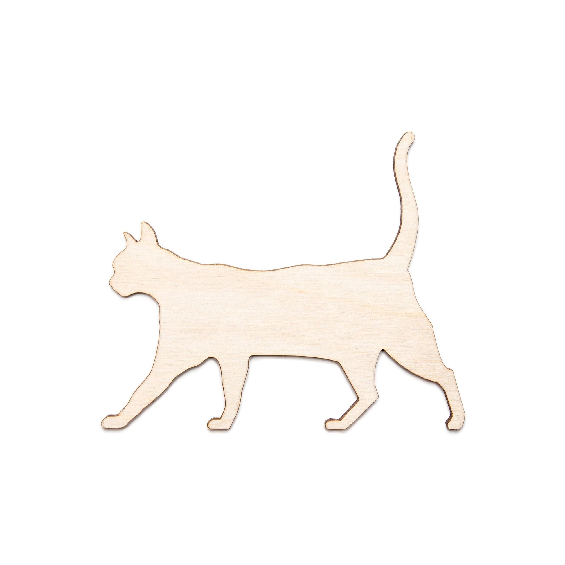 Cat Walking Blank Wood Cutout - Laser Cut Unfinished Craft Shape - Multiple Sizes
