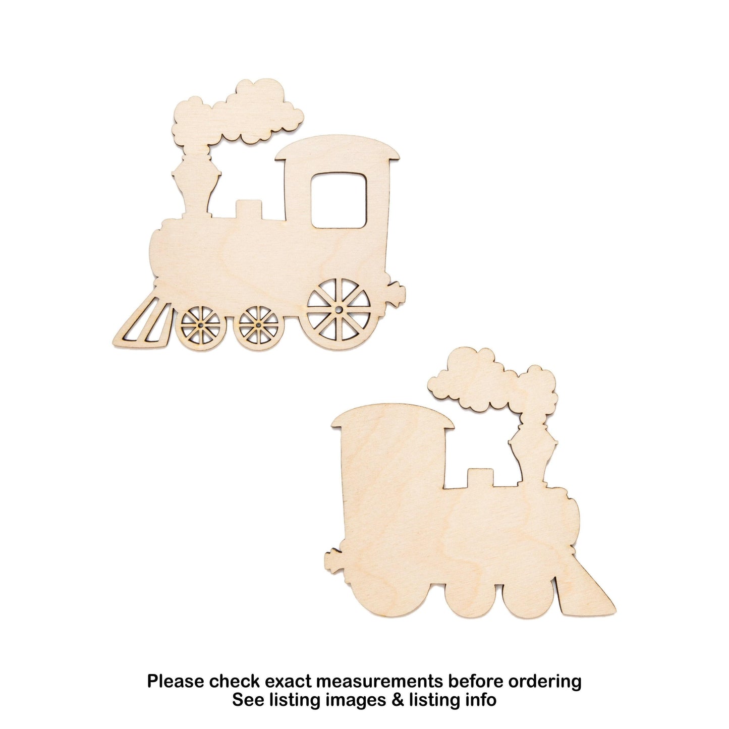Steam Train Side View Blank Wood Cutout - Laser Cut Unfinished Craft Shape - Multiple Sizes