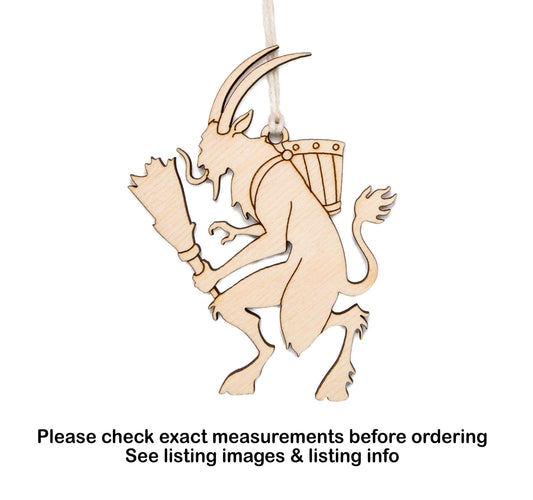 Krampus Detailed Wood Ornament - Laser Cut Unfinished Christmas Ornament - Multiple Sizes