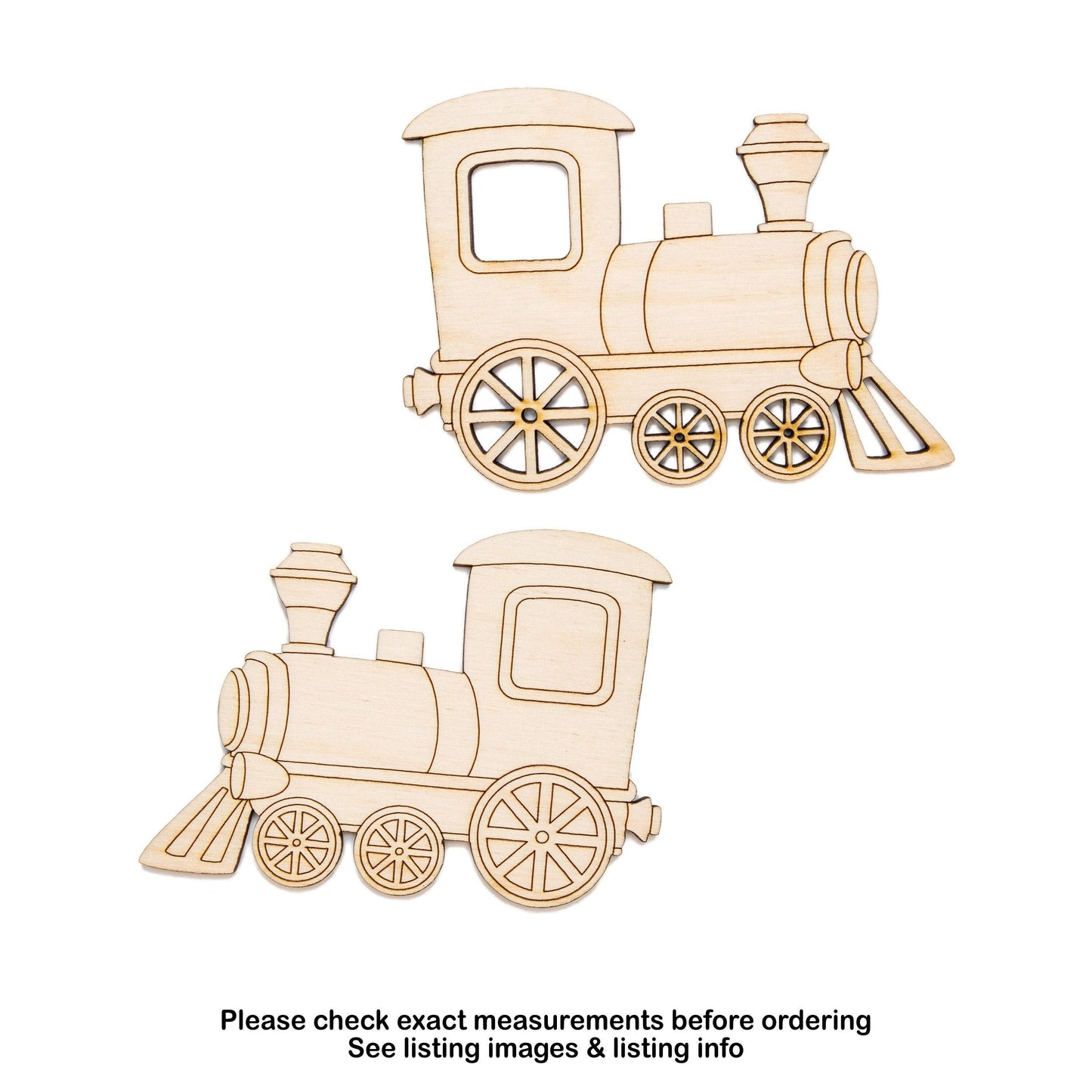 Train Detailed Wood Cutout - Laser Cut Unfinished Craft Shape - Multiple Sizes