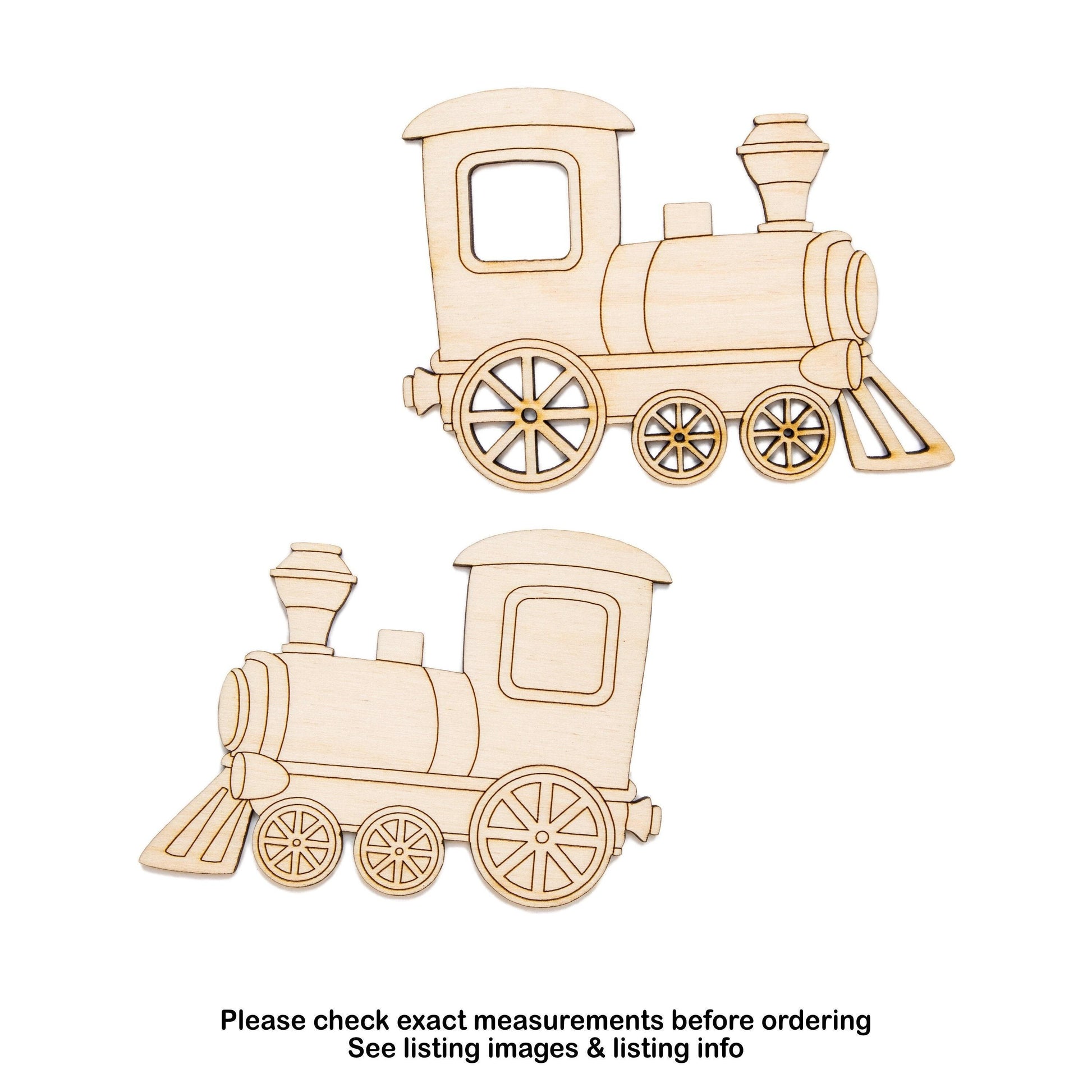 Train Detailed Wood Cutout - Laser Cut Unfinished Craft Shape - Multiple Sizes
