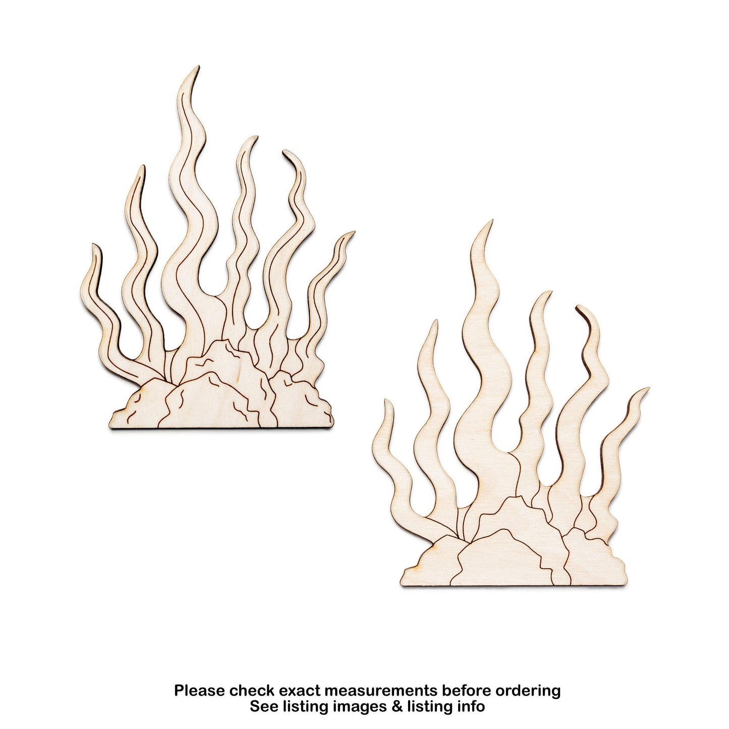 Seaweed With Rock Base Wood Cutout - Laser Cut Unfinished Craft Shape - Multiple Sizes