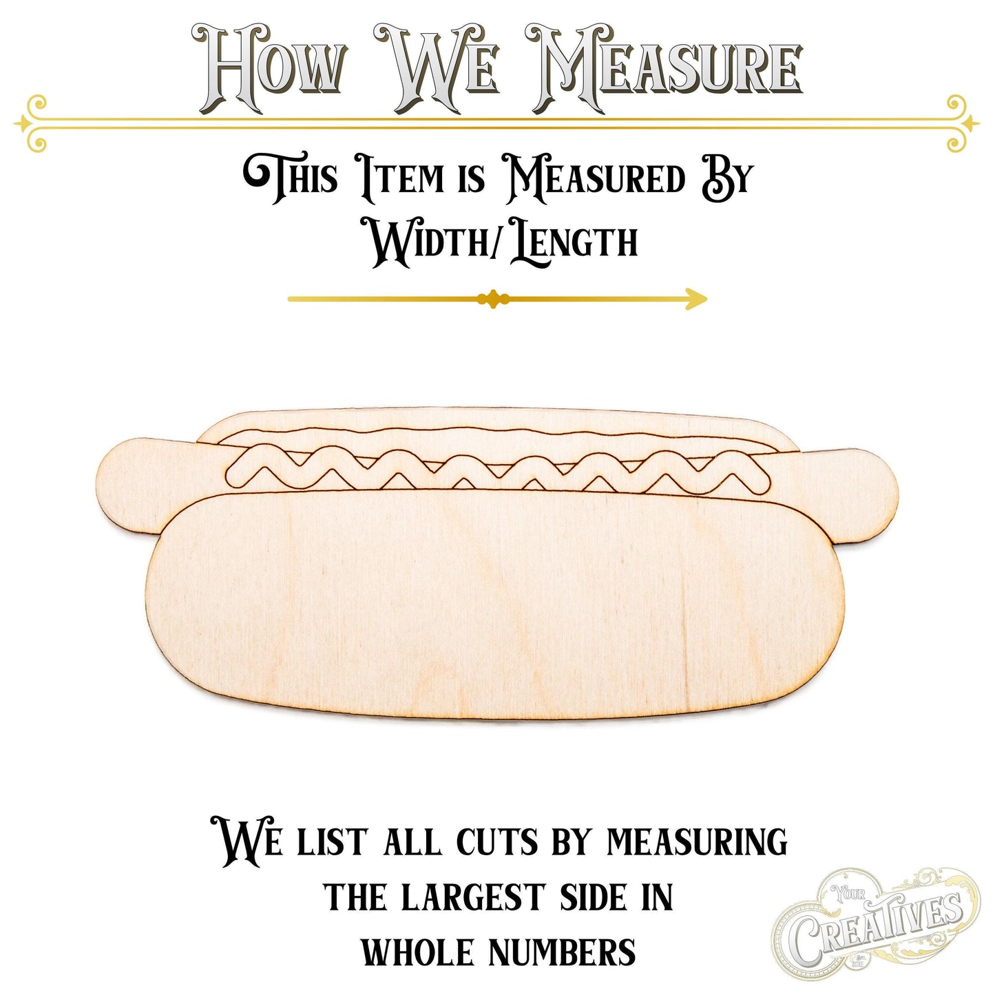 Hotdog Wood Cutout - Laser Cut Unfinished Craft Shape - Multiple Sizes