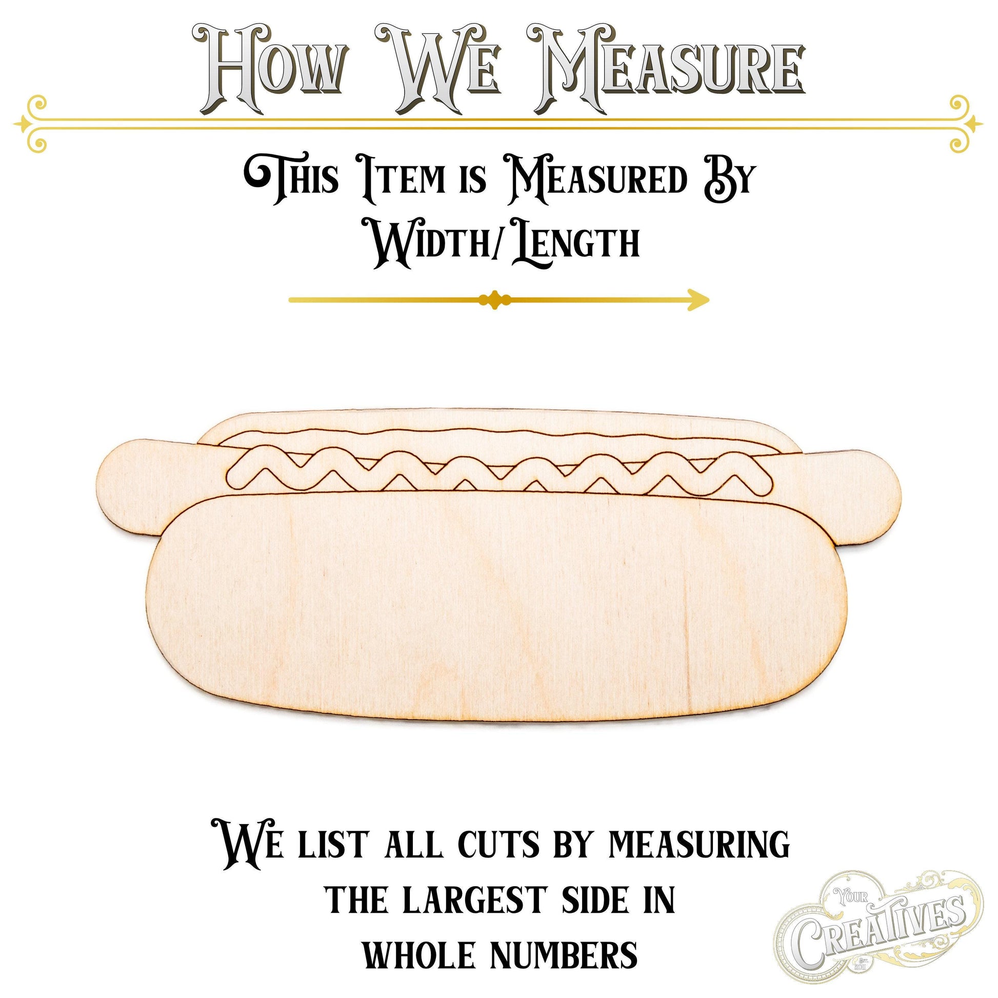 Hotdog Wood Cutout - Laser Cut Unfinished Craft Shape - Multiple Sizes