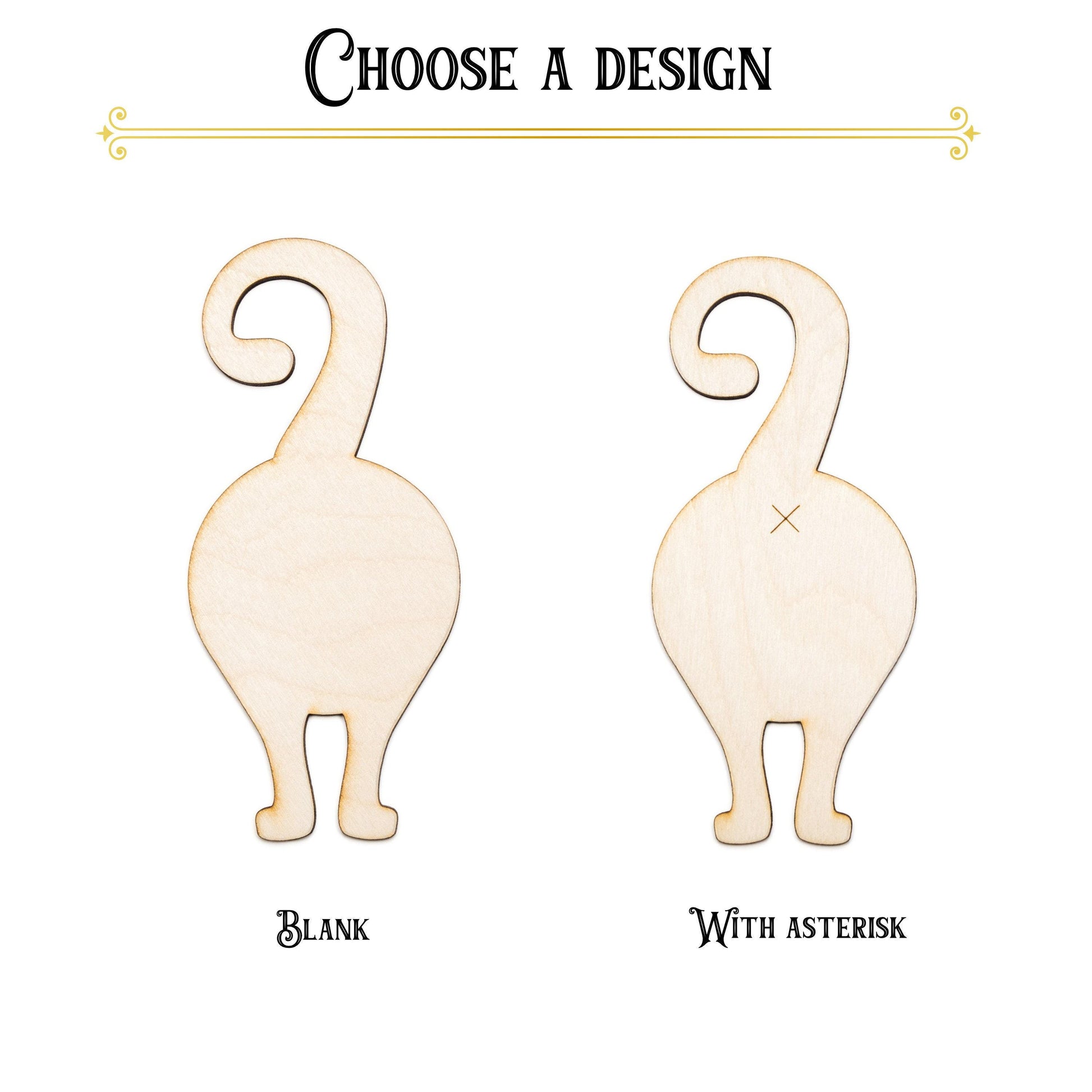Cat Butt Wood Cutout - Laser Cut Unfinished Craft Shape - Multiple Sizes