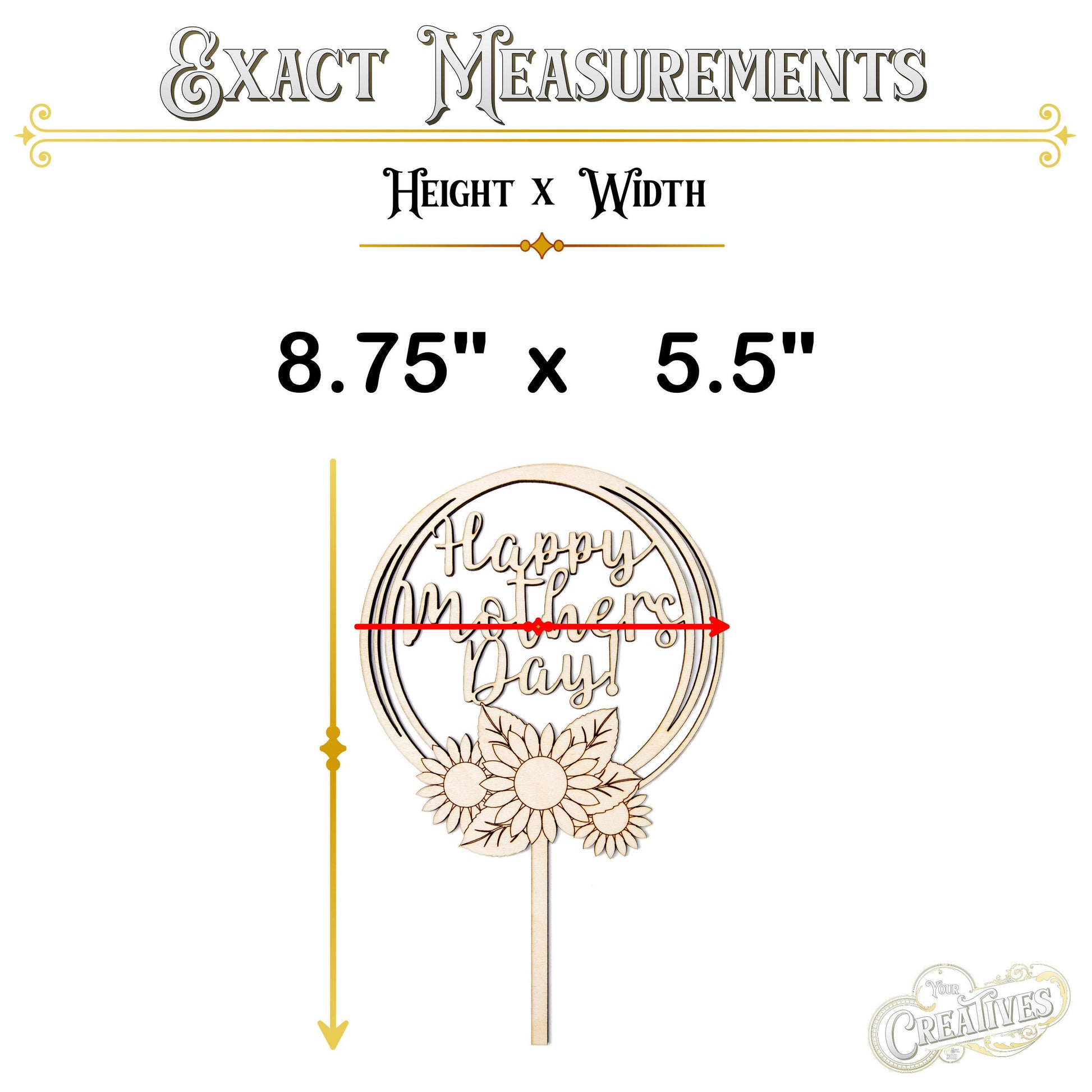 Happy Mothers Day Cake Topper Wood Cutout - Laser Cut Unfinished Craft Shape - Multiple Sizes