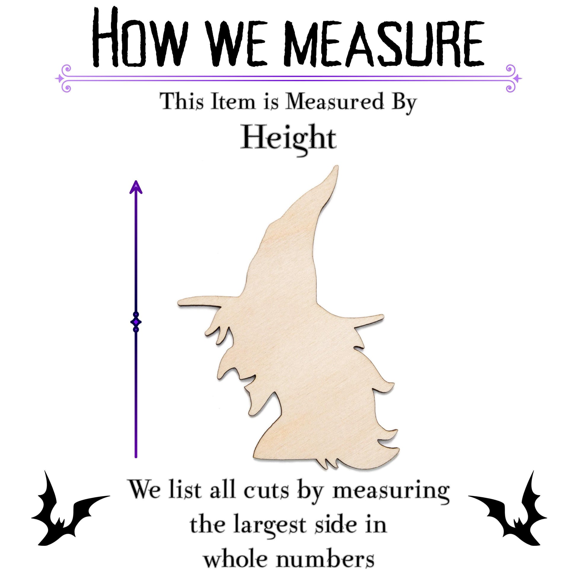Witch Profile Blank Wood Cutout - Laser Cut Unfinished Craft Shape - Multiple Sizes