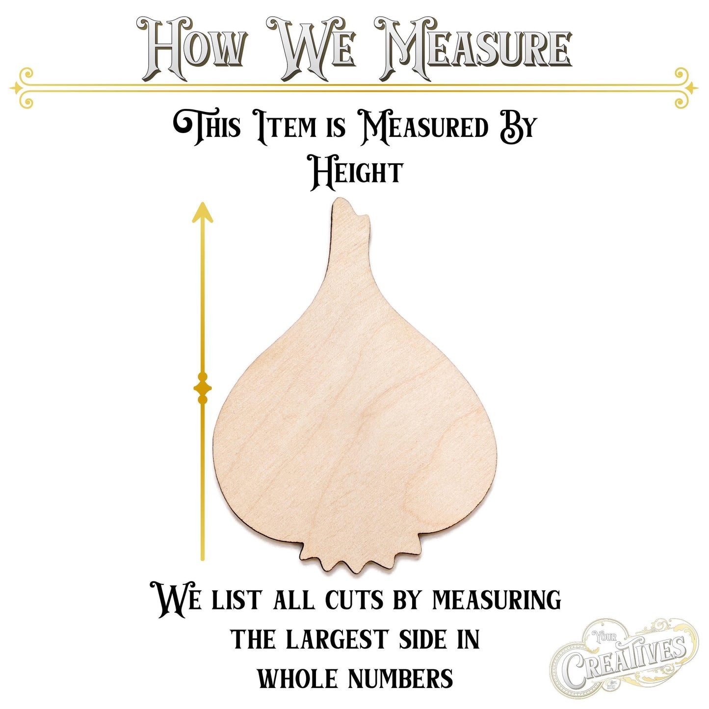 Garlic Bulb Blank Wood Cutout - Laser Cut Unfinished Craft Shape - Multiple Sizes