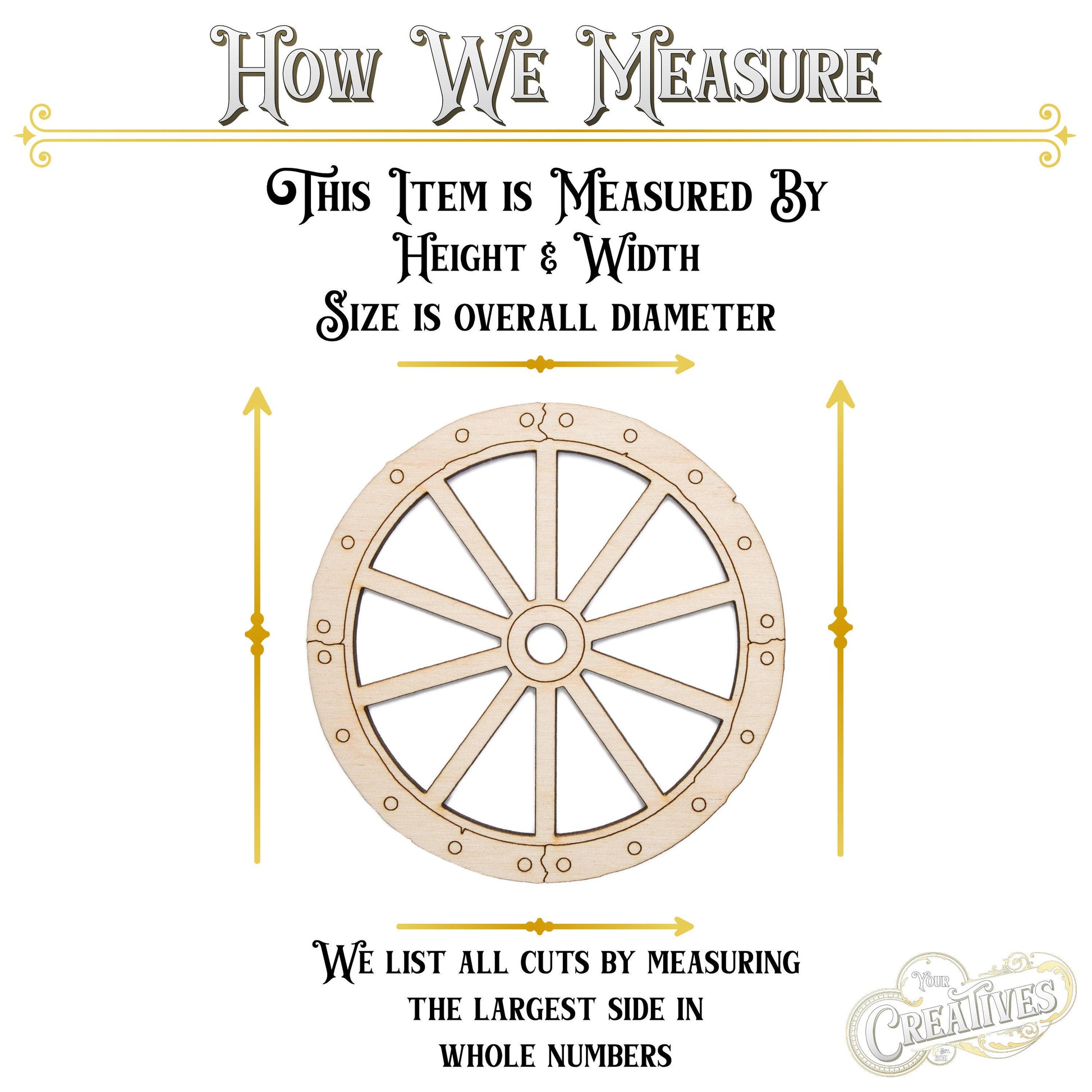 Wagon Wheel Wood Cutout - Laser Cut Unfinished Craft Shape - Multiple Sizes