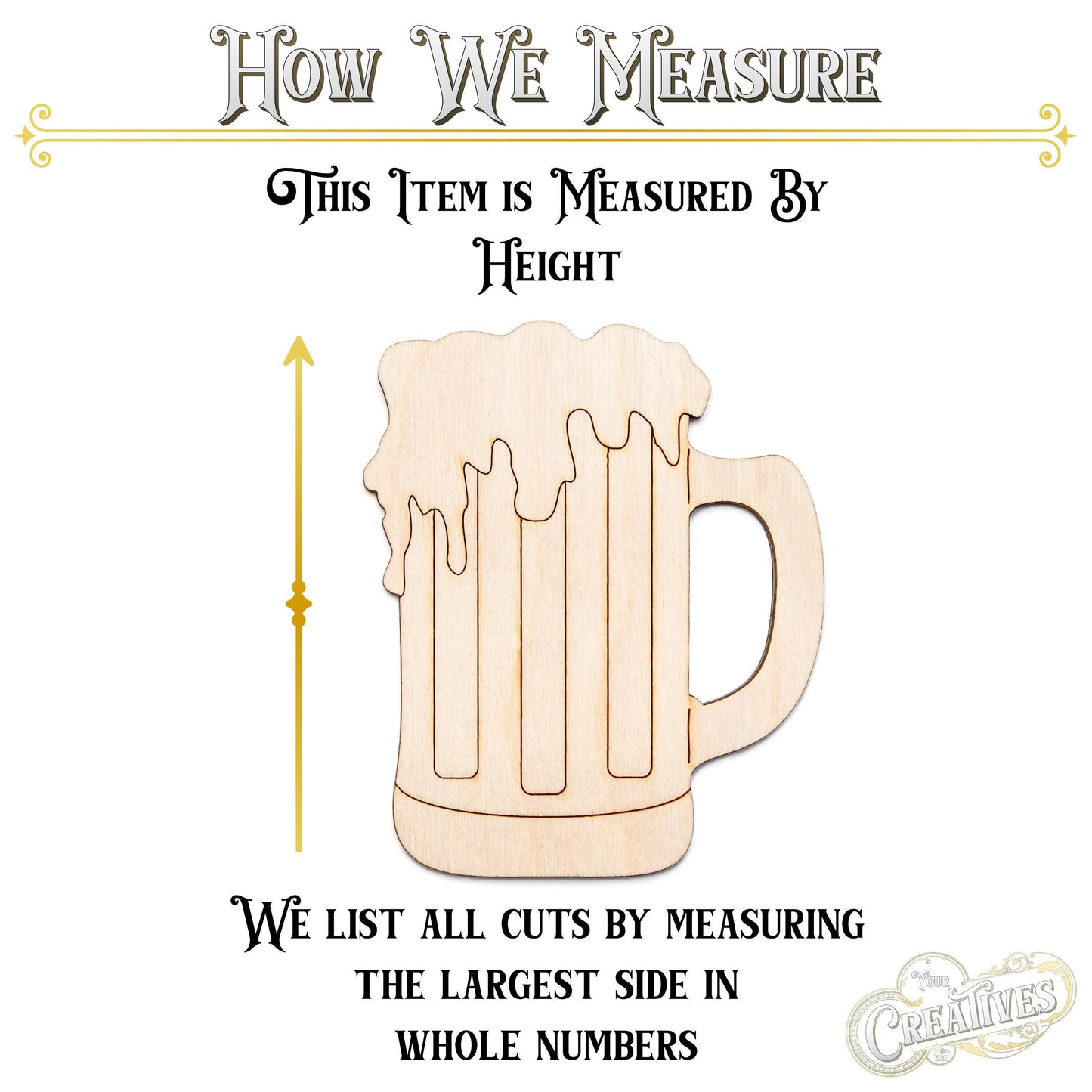 Foamy Beer Mug Wood Cutout - Laser Cut Unfinished Craft Shape - Multiple Sizes