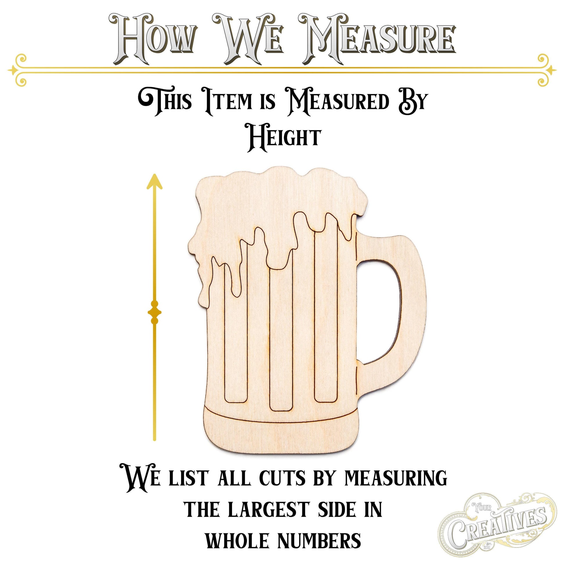 Foamy Beer Mug Wood Cutout - Laser Cut Unfinished Craft Shape - Multiple Sizes