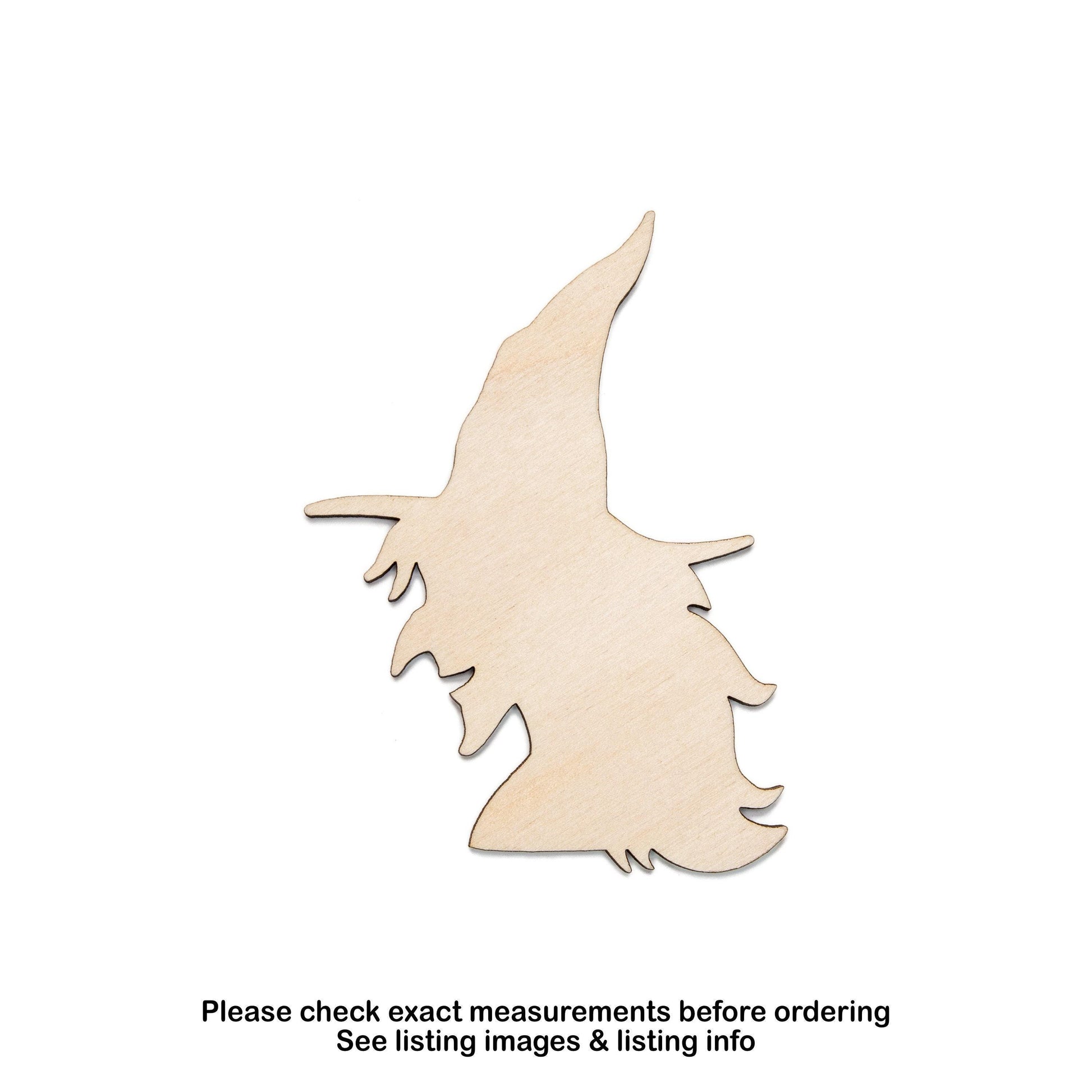 Witch Profile Blank Wood Cutout - Laser Cut Unfinished Craft Shape - Multiple Sizes