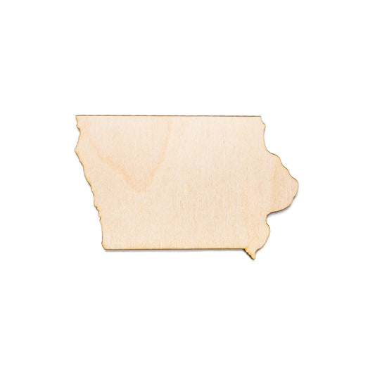 Iowa State Wood Cutout - Laser Cut Unfinished Craft Shape - Multiple Sizes